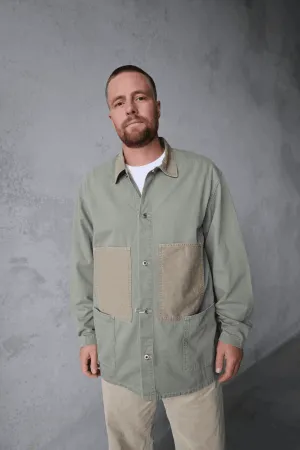 Herringbone Utility Coverall Jacket - Green