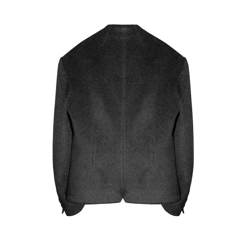 High-Collar Wool Blazer