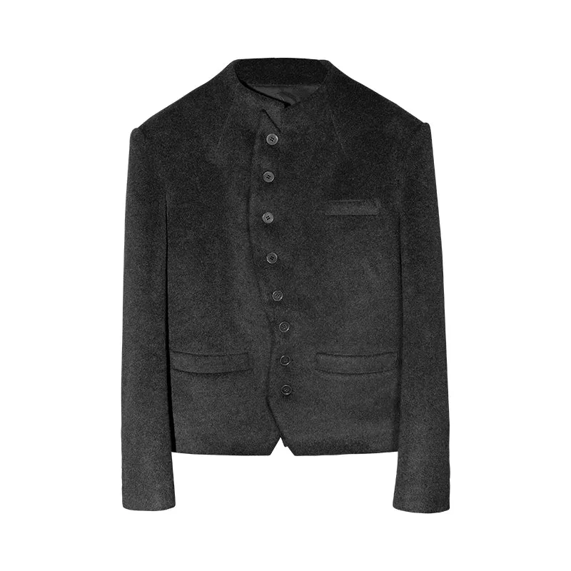 High-Collar Wool Blazer