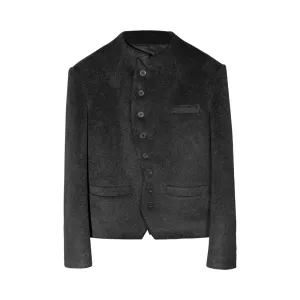 High-Collar Wool Blazer