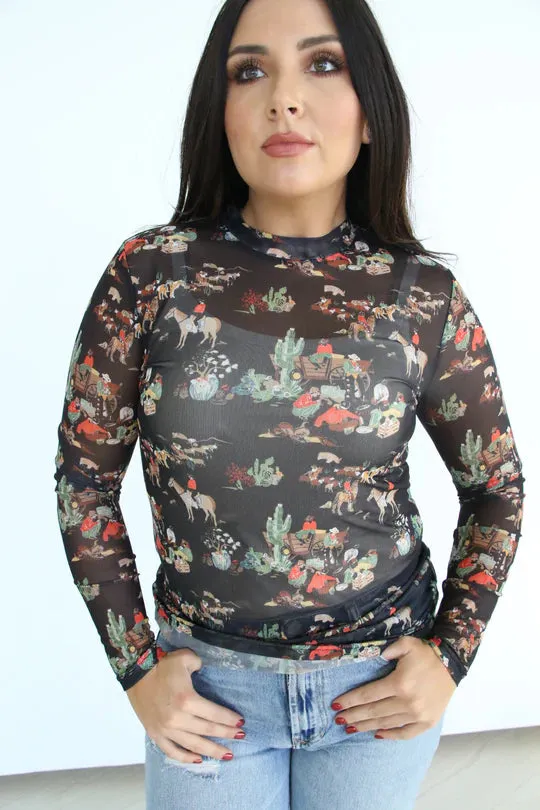 Hope Black Wagon Mesh Top