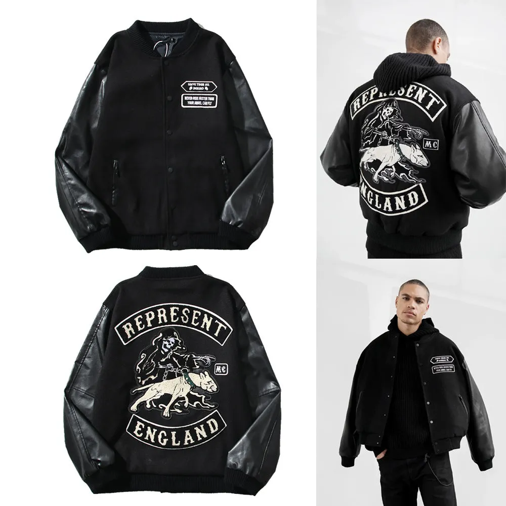 INSTOCK- Vicious dog embroidery stitching leather sleeves