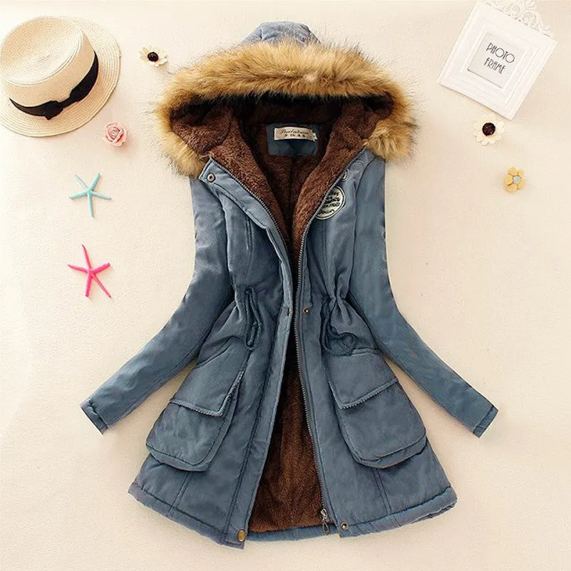 Jacket Women Faux Fur Collar Womens Coats Long Down Parka Hoodies Parkas Warmer Classical Jackets