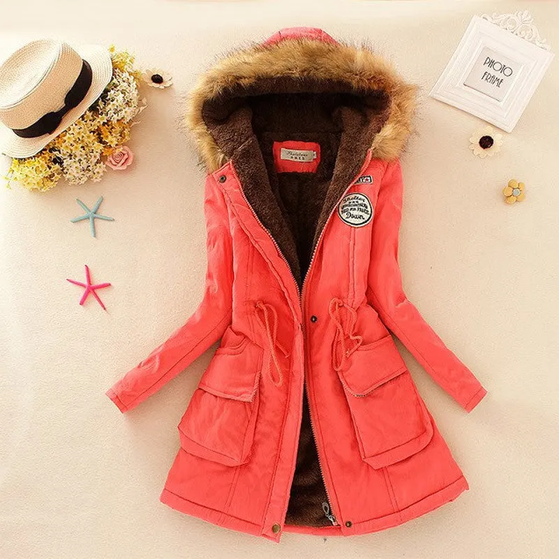 Jacket Women Faux Fur Collar Womens Coats Long Down Parka Hoodies Parkas Warmer Classical Jackets