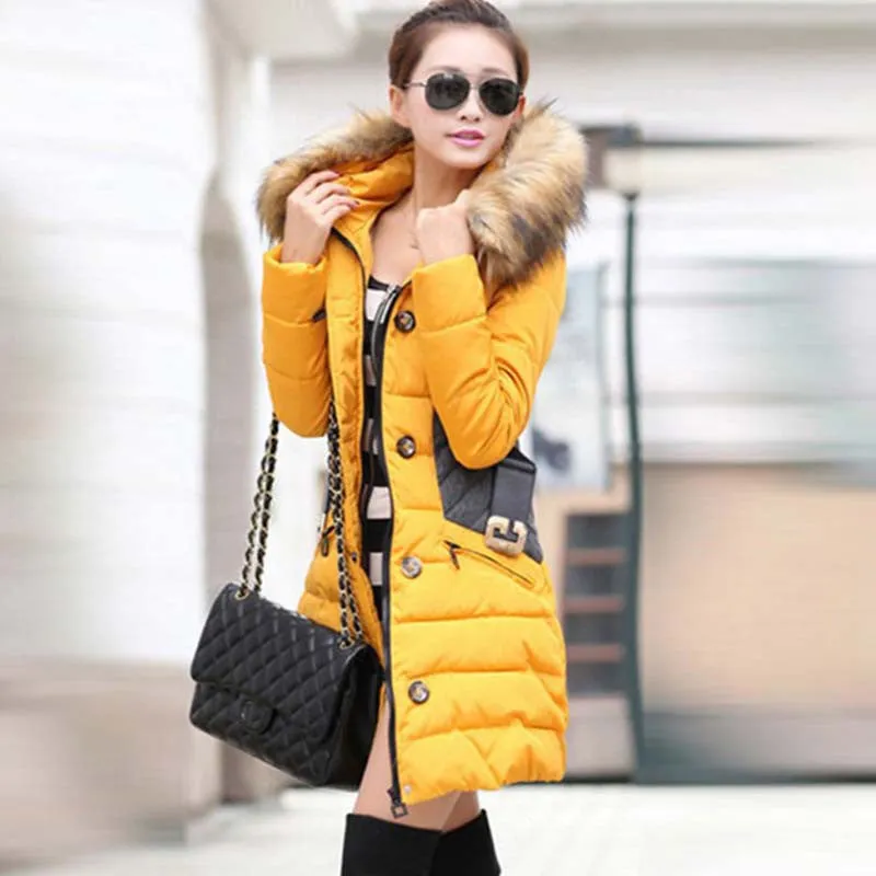 Jacket Women Parka Fur Collar Thickening Cotton Padded Coat
