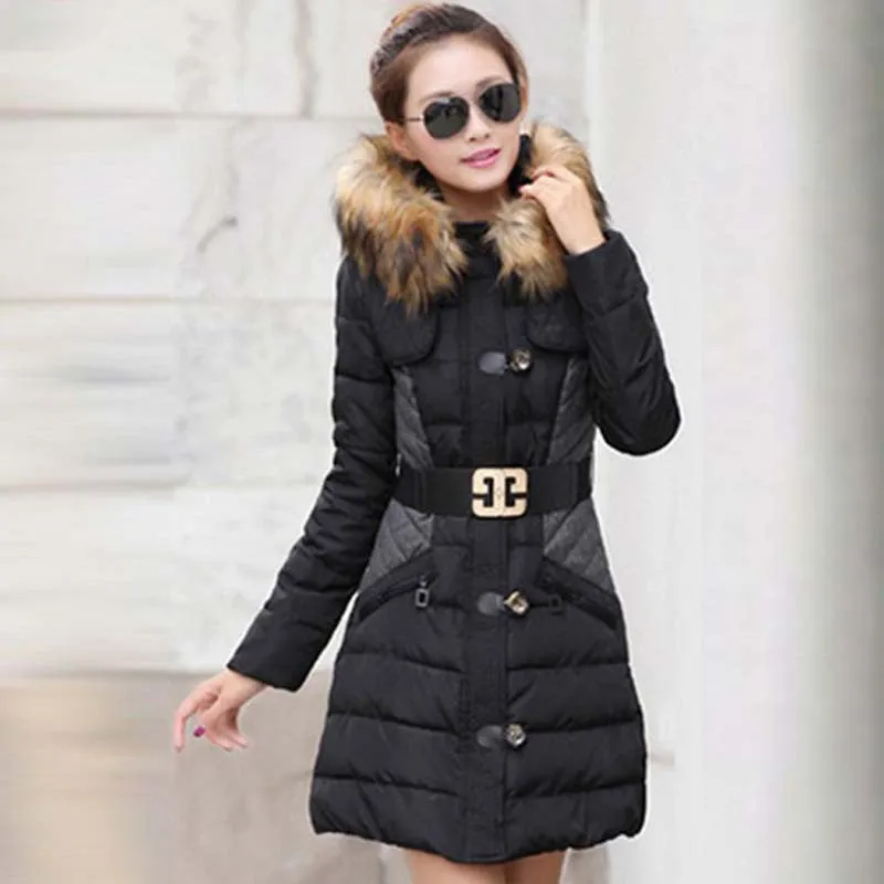 Jacket Women Parka Fur Collar Thickening Cotton Padded Coat