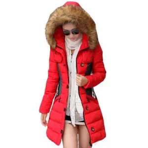 Jacket Women Parka Fur Collar Thickening Cotton Padded Coat