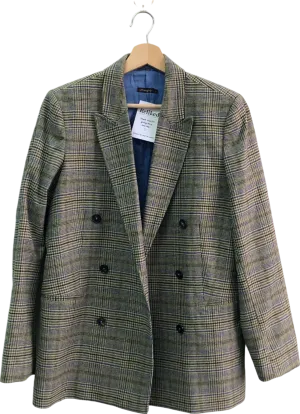 J.McLaughlin Grey Plaid Blazer UK 6