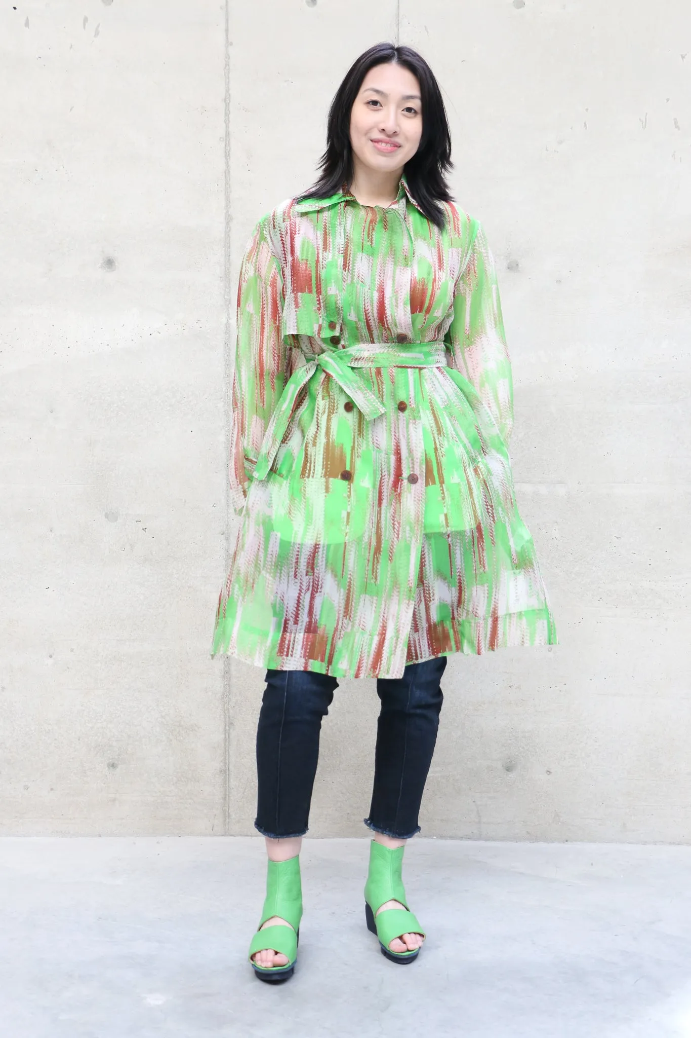 JNBY Silk Lime Trench Coat