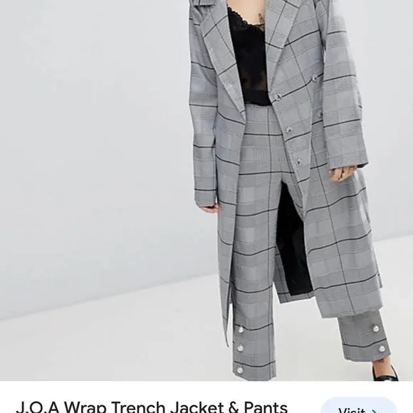 J.O.A just one answer J.O.A Wrap Trench Jacket Check  | ASOS medium
