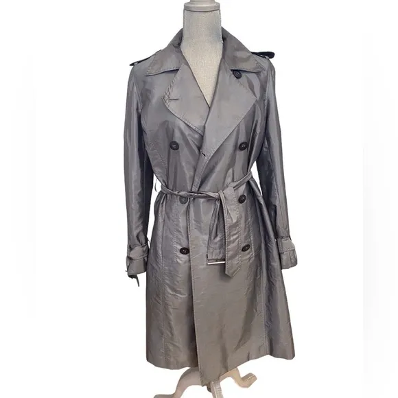 Jones New York Silver Belted Trench Coat l Size Medium Lightweight Coat