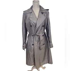 Jones New York Silver Belted Trench Coat l Size Medium Lightweight Coat