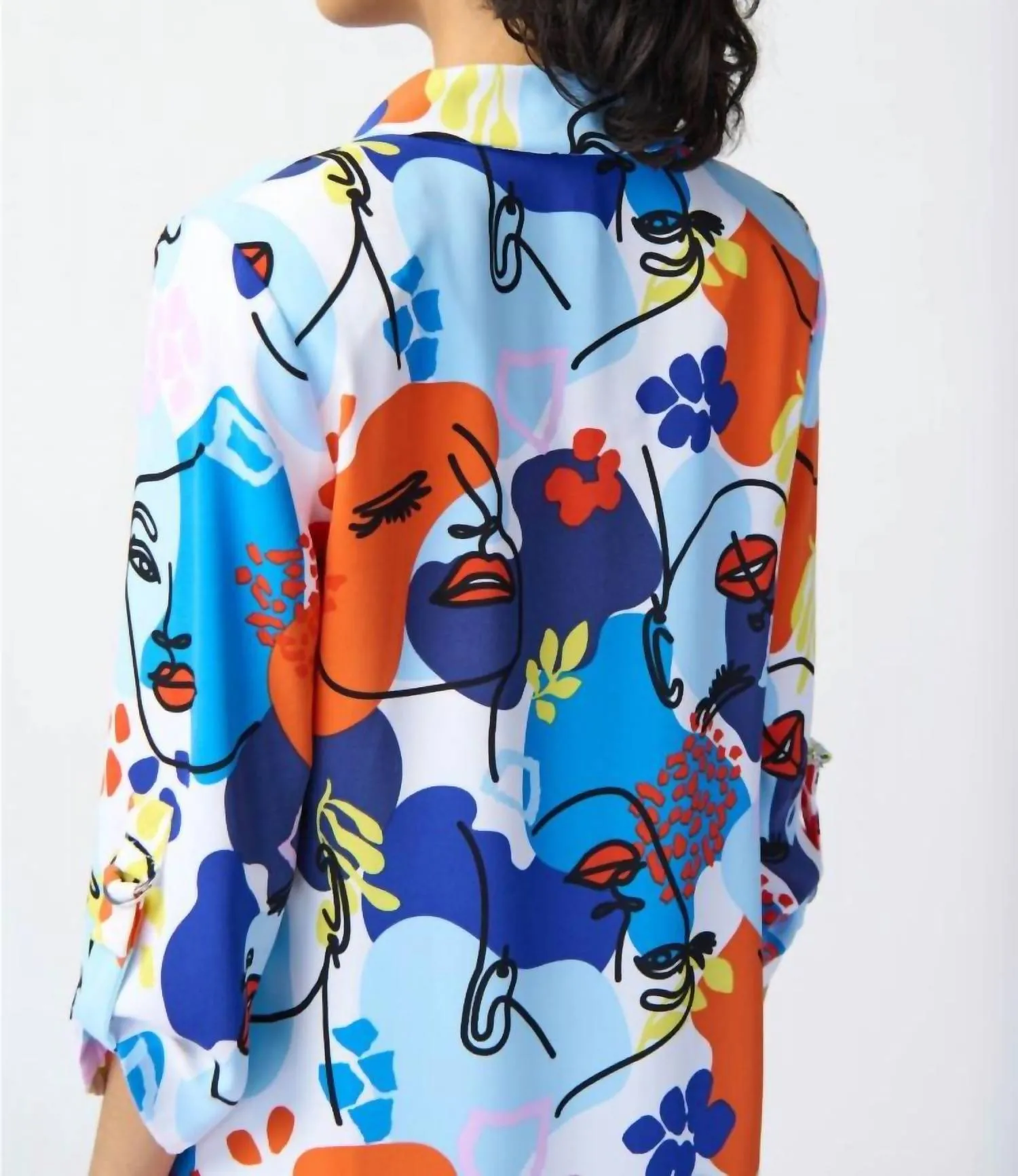Joseph Ribkoff - Abstract Face Print Longline Blazer
