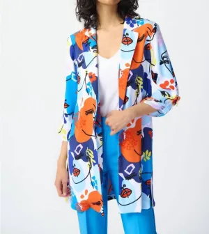 Joseph Ribkoff - Abstract Face Print Longline Blazer