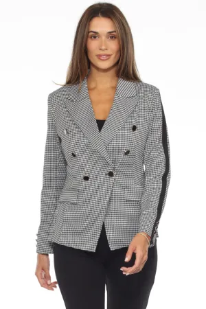 Joseph Ribkoff Black/Vanilla Houndstooth Double Breasted Blazer Jacket 244938