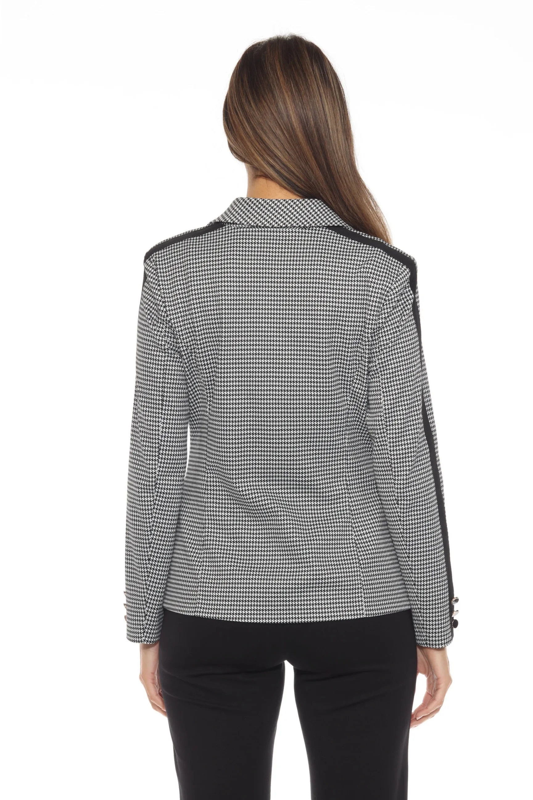 Joseph Ribkoff Black/Vanilla Houndstooth Double Breasted Blazer Jacket 244938