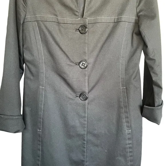 KAY Unger Vintage Black Stretch Cotton Trench Coat Size 10