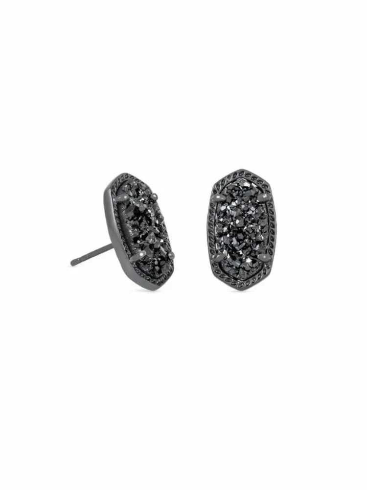 Kendra Scott Ellie Earrings - Black Gunmetal Drusy