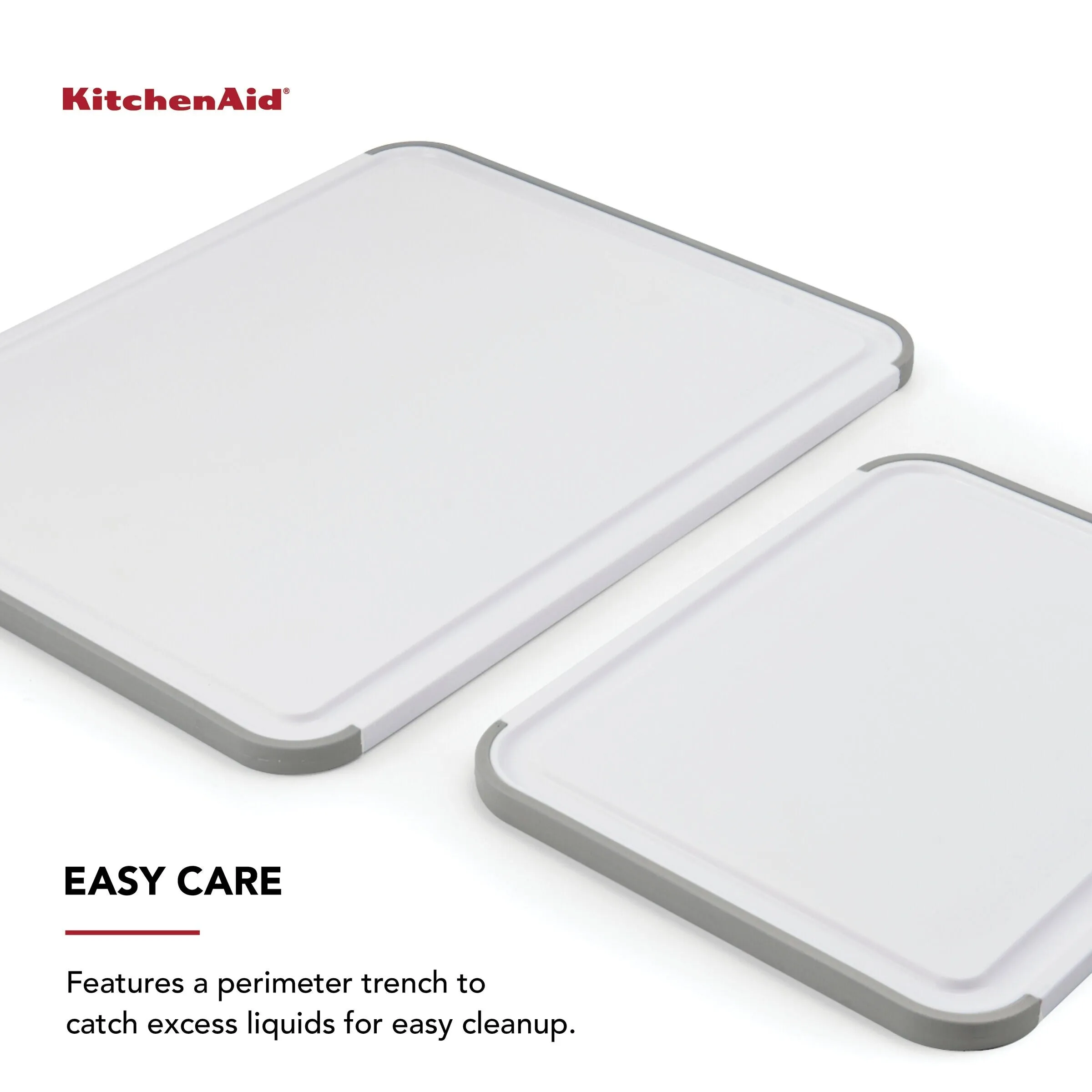 KitchenAid Classic 2 Piece Plastic Cutting Board, Set of 2, White - Set of 2