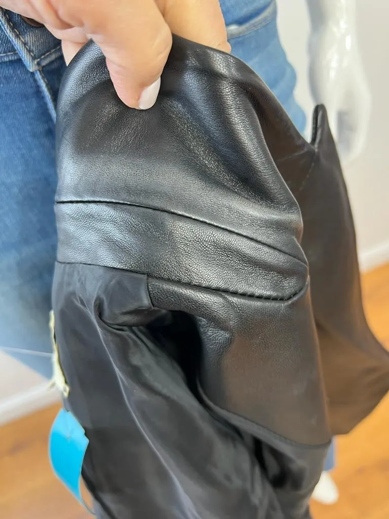 L'AGENCE KENZIE DOUBLE BREASTED LEATHER BLAZER