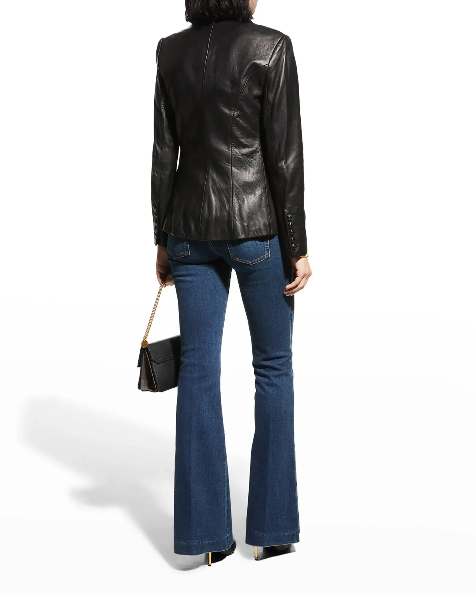 L'AGENCE KENZIE DOUBLE BREASTED LEATHER BLAZER