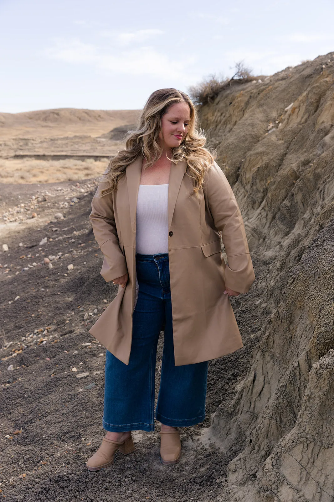 Lara Faux Leather Trench coat Curvy