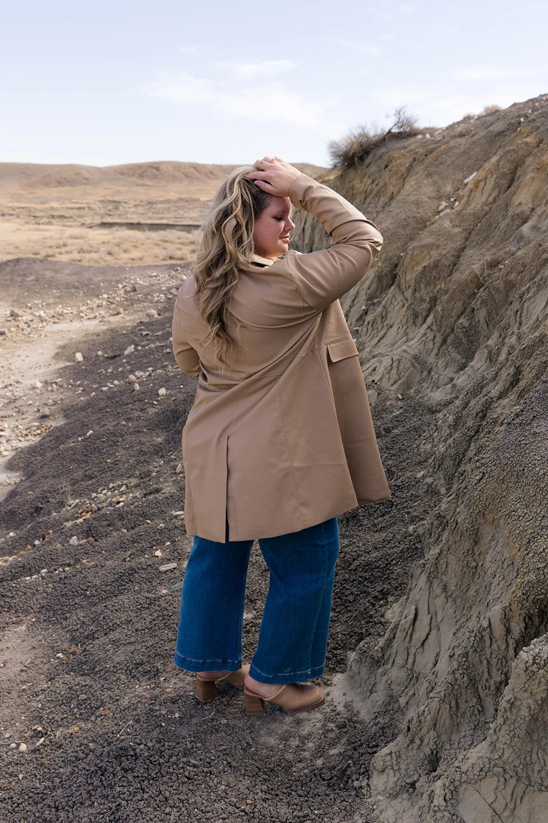Lara Faux Leather Trench coat Curvy