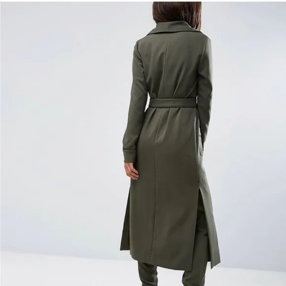 Lavish Alice Women's Long Line Belted Tie Front Trench Coat-‎ Size 6