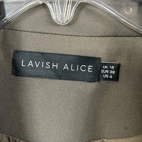 Lavish Alice Women's Long Line Belted Tie Front Trench Coat-‎ Size 6