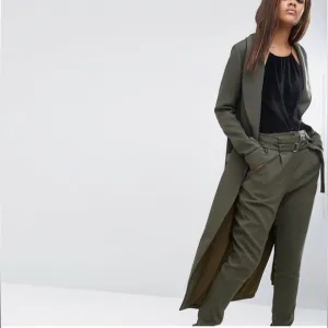 Lavish Alice Women's Long Line Belted Tie Front Trench Coat-‎ Size 6