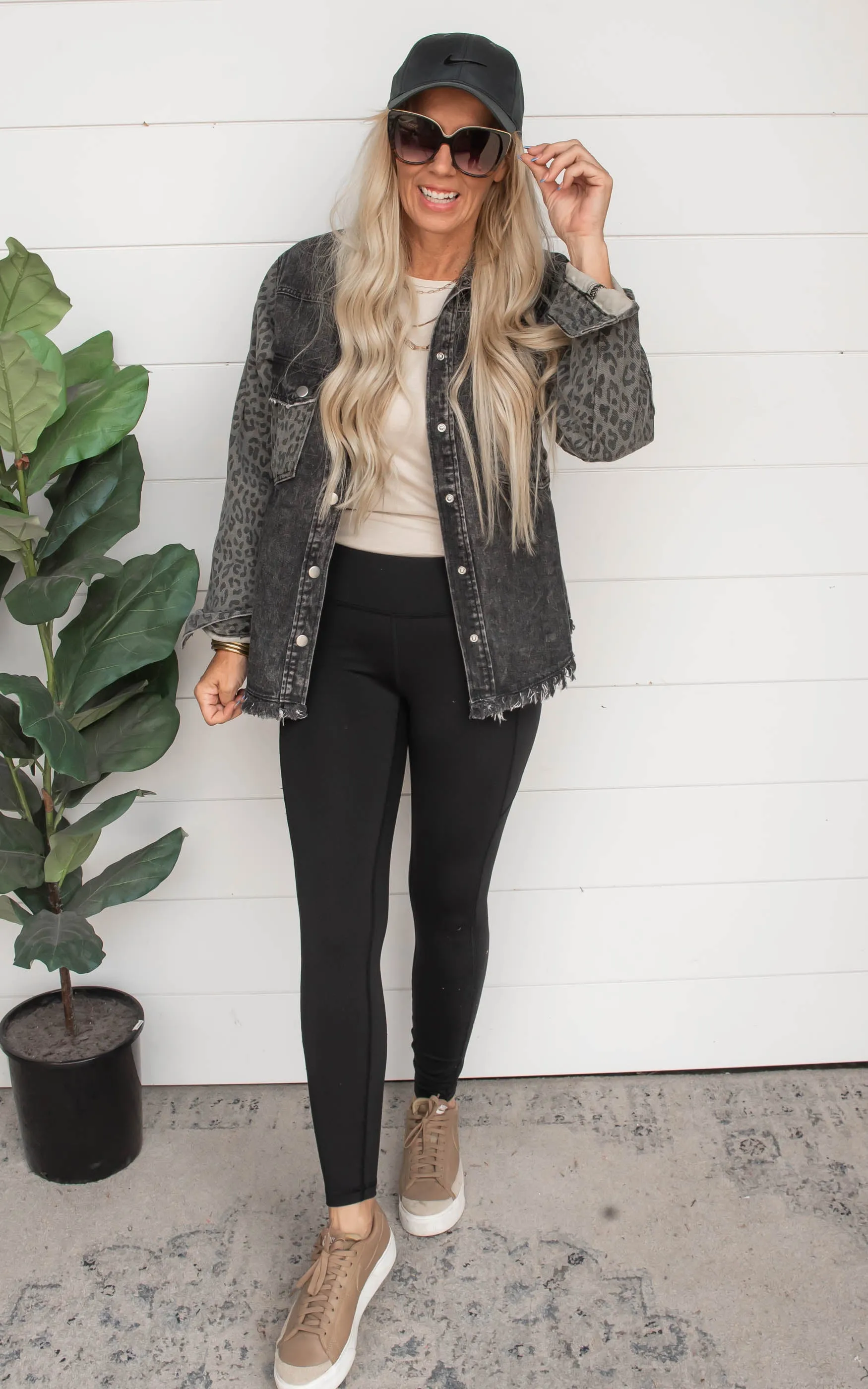 Leopard Contrast Denim Jacket - Final Sale