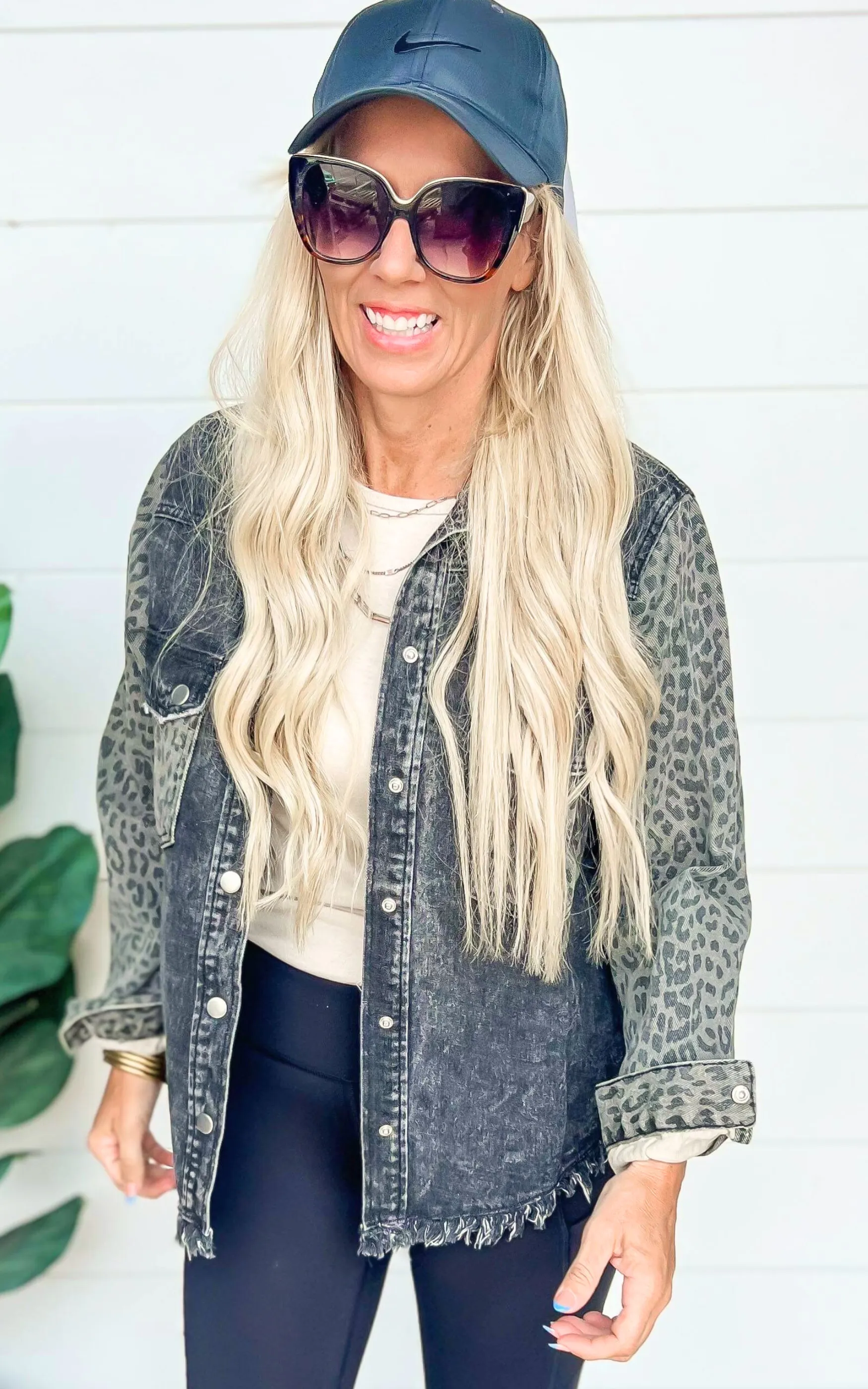 Leopard Contrast Denim Jacket - Final Sale