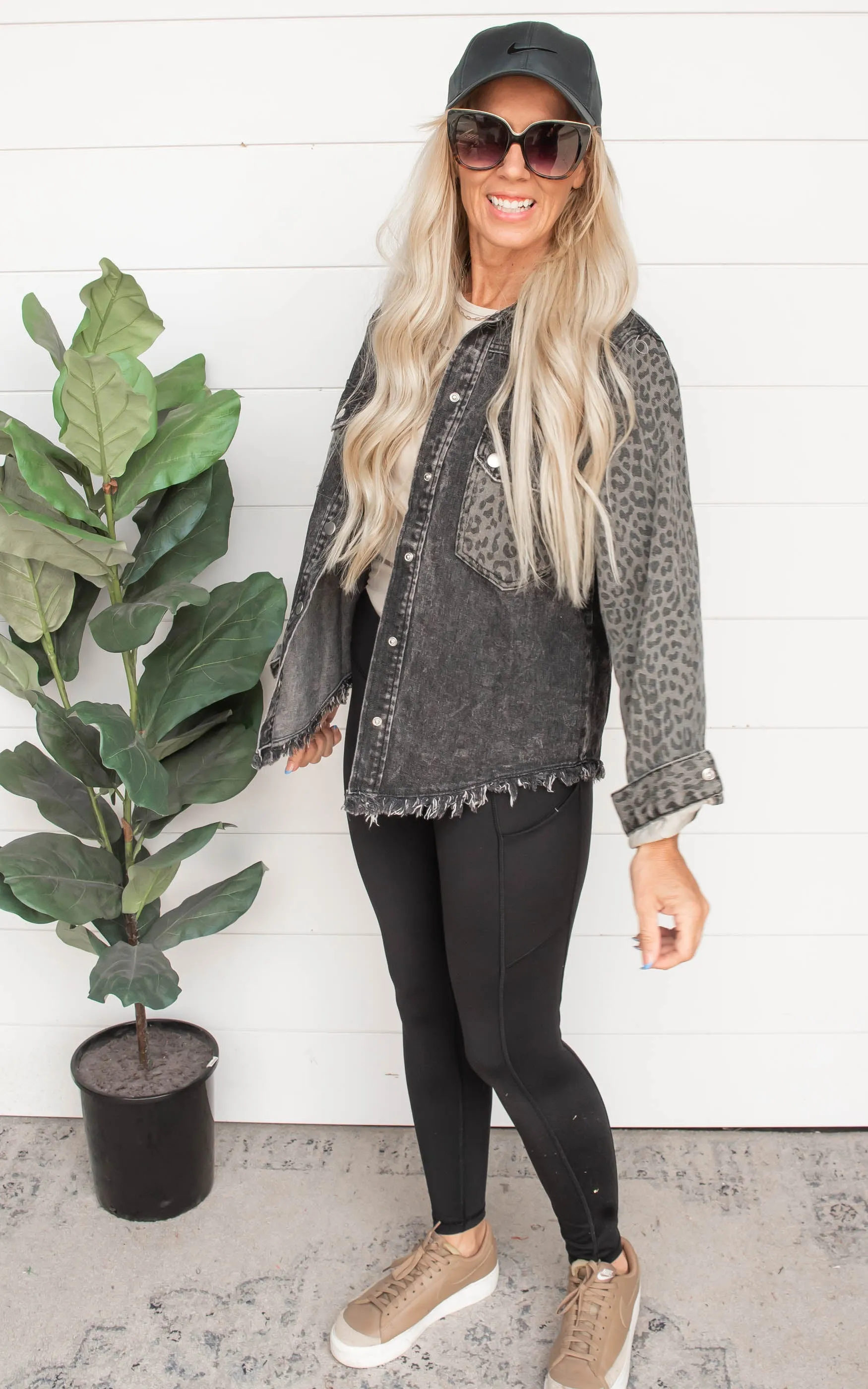 Leopard Contrast Denim Jacket - Final Sale