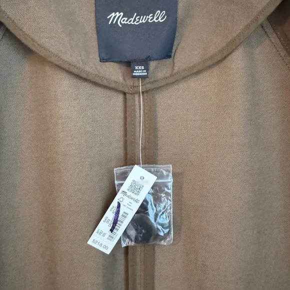 Like New Madewell Harlow Dark Olive Belted Trench Coat in Drapey Twill SZ XS