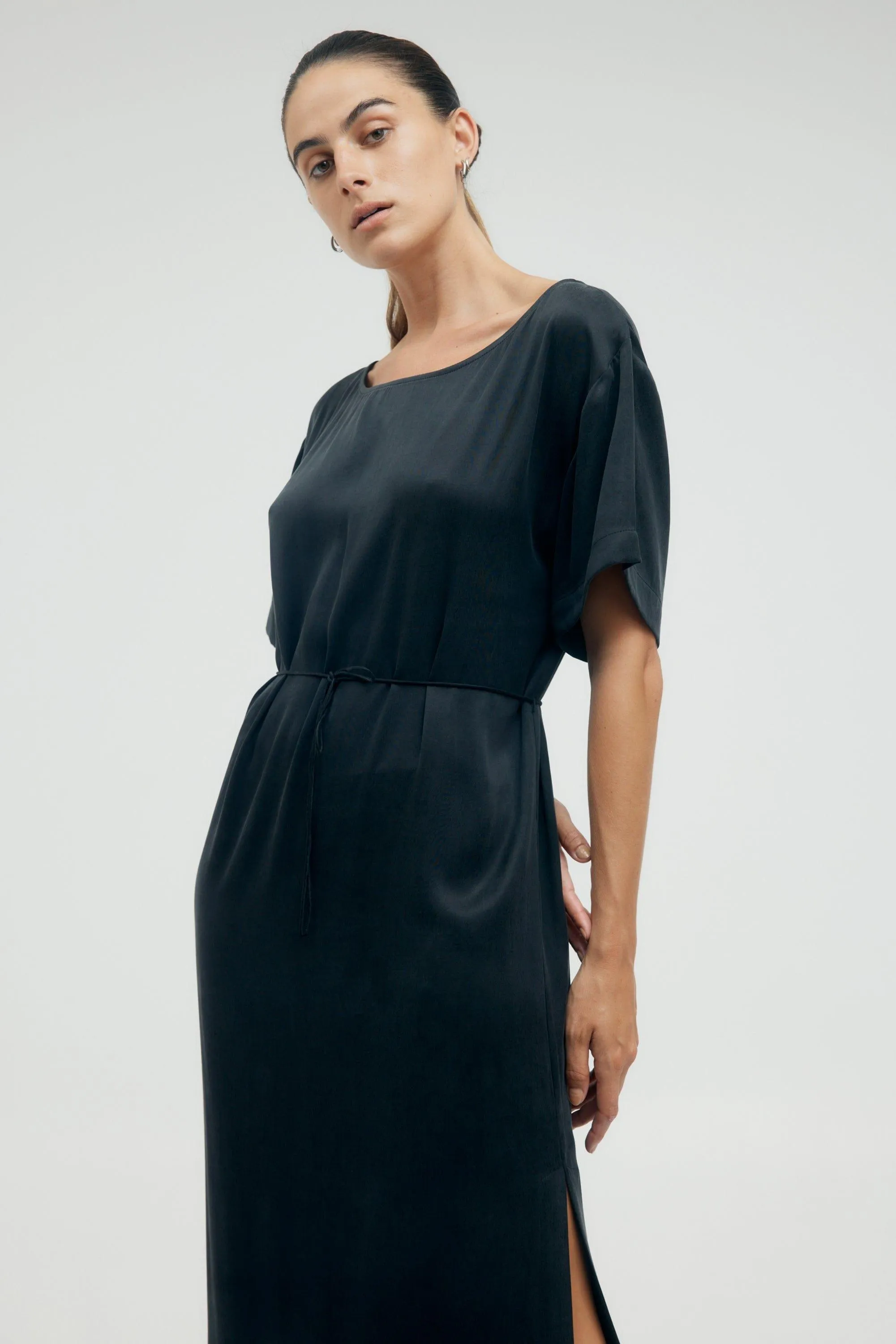 LIP SERVICE MAXI TEE DRESS | JET BLACK