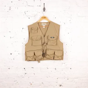 LL Bean Fishing Utility Vest Jacket Gilet - Beige - XL