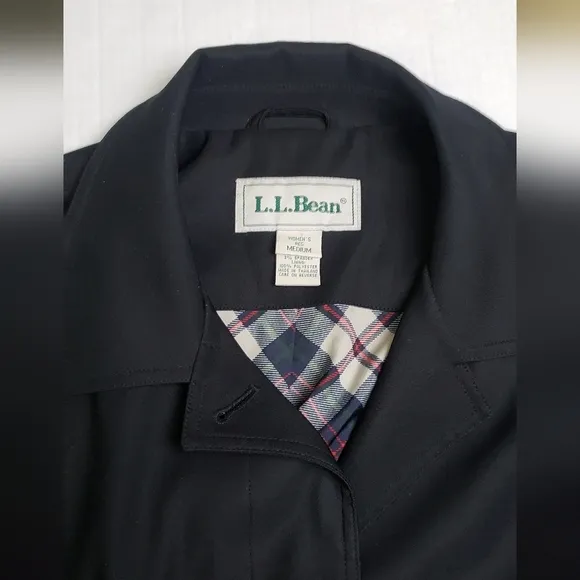 L.L. Bean Vintage Full Length Classic Lined Black Trench Coat