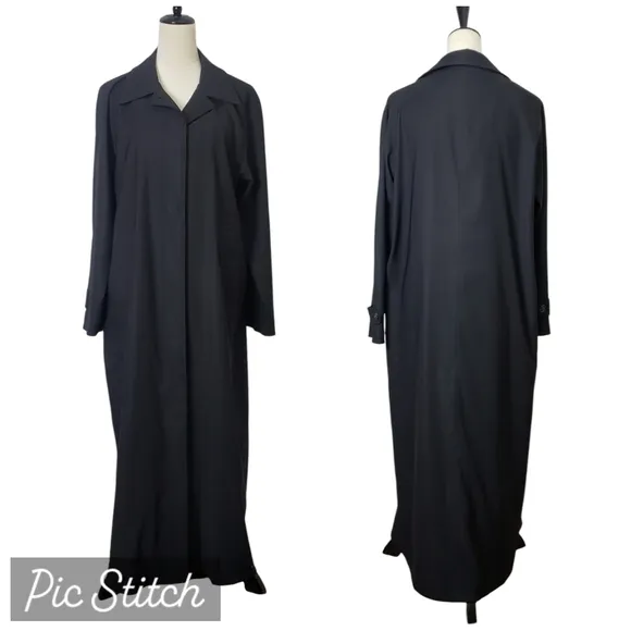 L.L. Bean Vintage Full Length Classic Lined Black Trench Coat