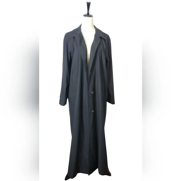 L.L. Bean Vintage Full Length Classic Lined Black Trench Coat