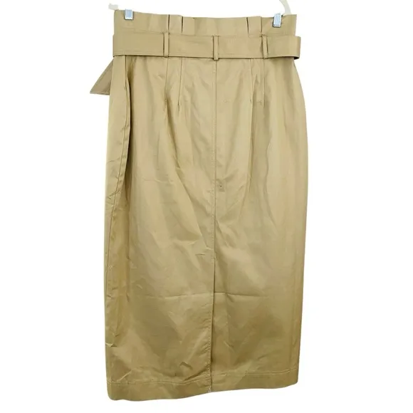 Loft NEW Khaki Trench Wrap Double Breasted Front Pocket Wrap Belted Skirt Sz 10