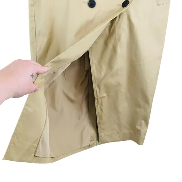 Loft NEW Khaki Trench Wrap Double Breasted Front Pocket Wrap Belted Skirt Sz 10