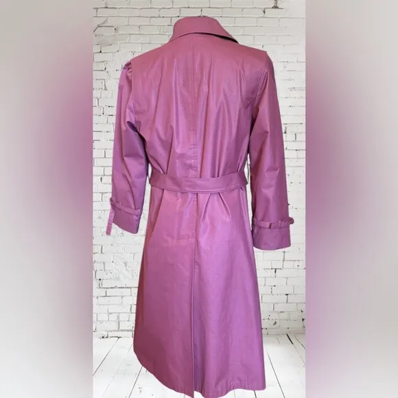 London Fog Lined Mauve Trench Coat Size 8 Petite
