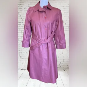 London Fog Lined Mauve Trench Coat Size 8 Petite