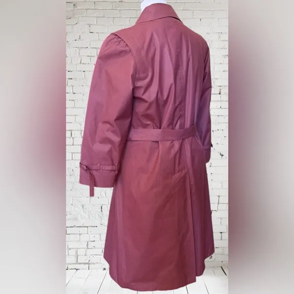 London Fog Lined Mauve Trench Coat Size 8 Petite