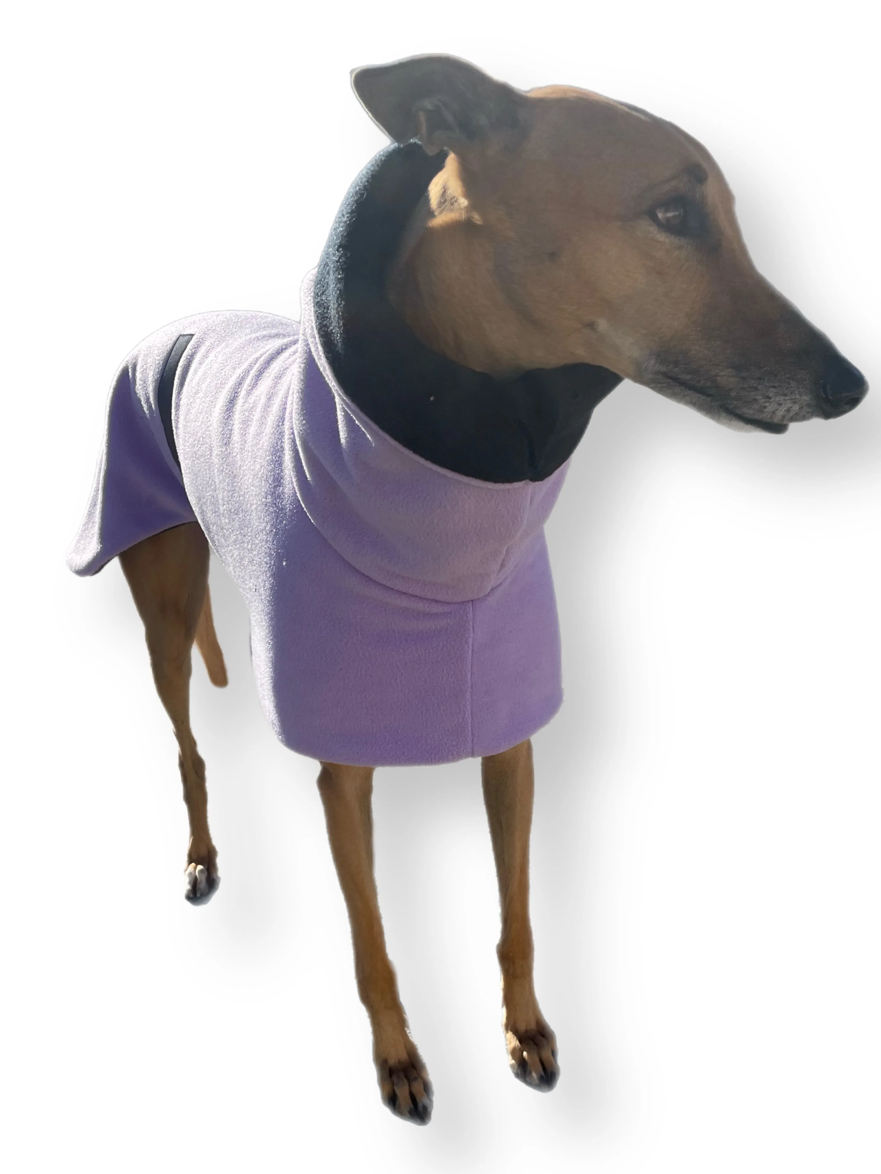 Lush lilac Greyhound Deluxe coat rug thick polar fleece washable extra wide neck hoodie