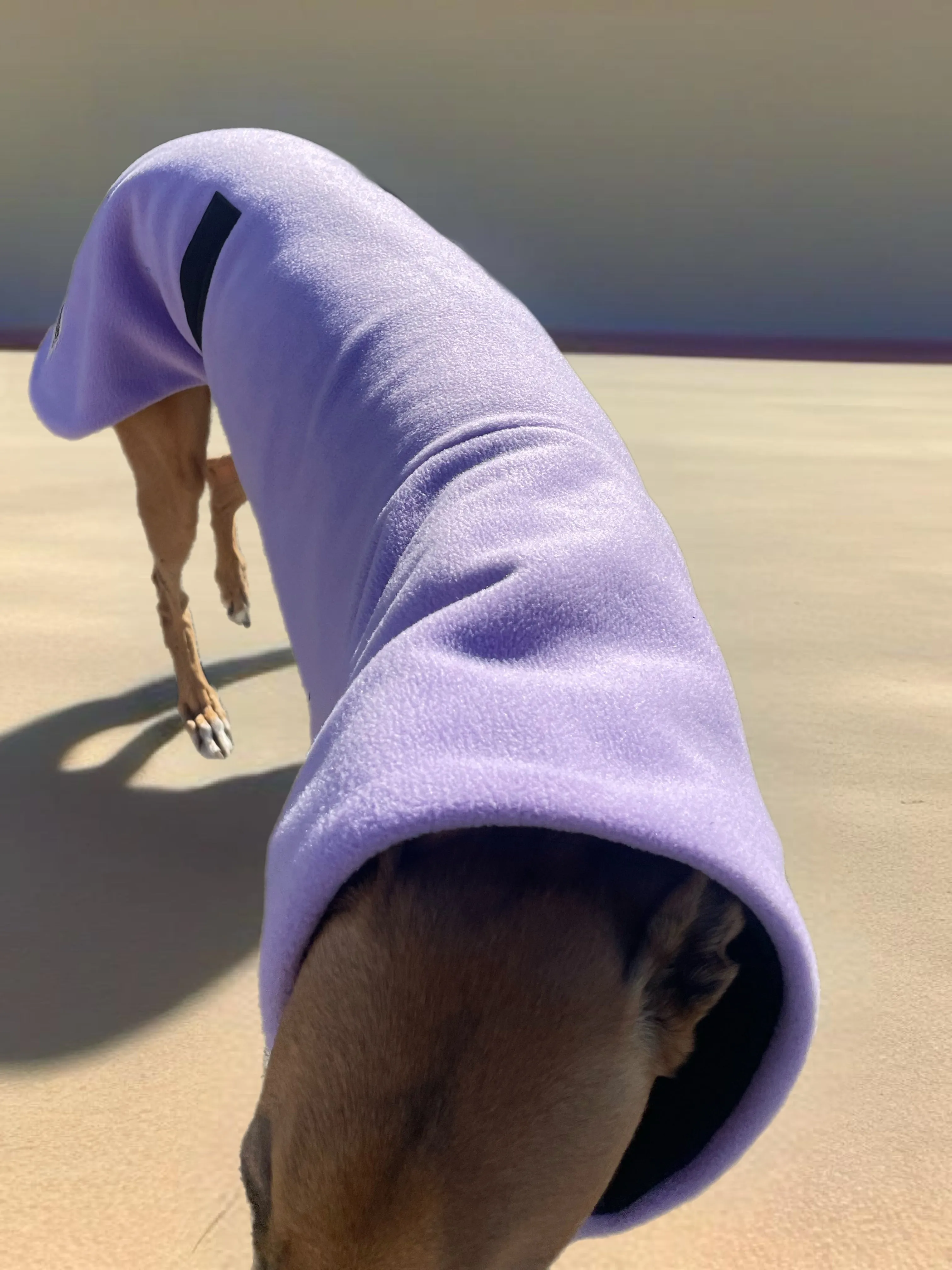 Lush lilac Greyhound Deluxe coat rug thick polar fleece washable extra wide neck hoodie