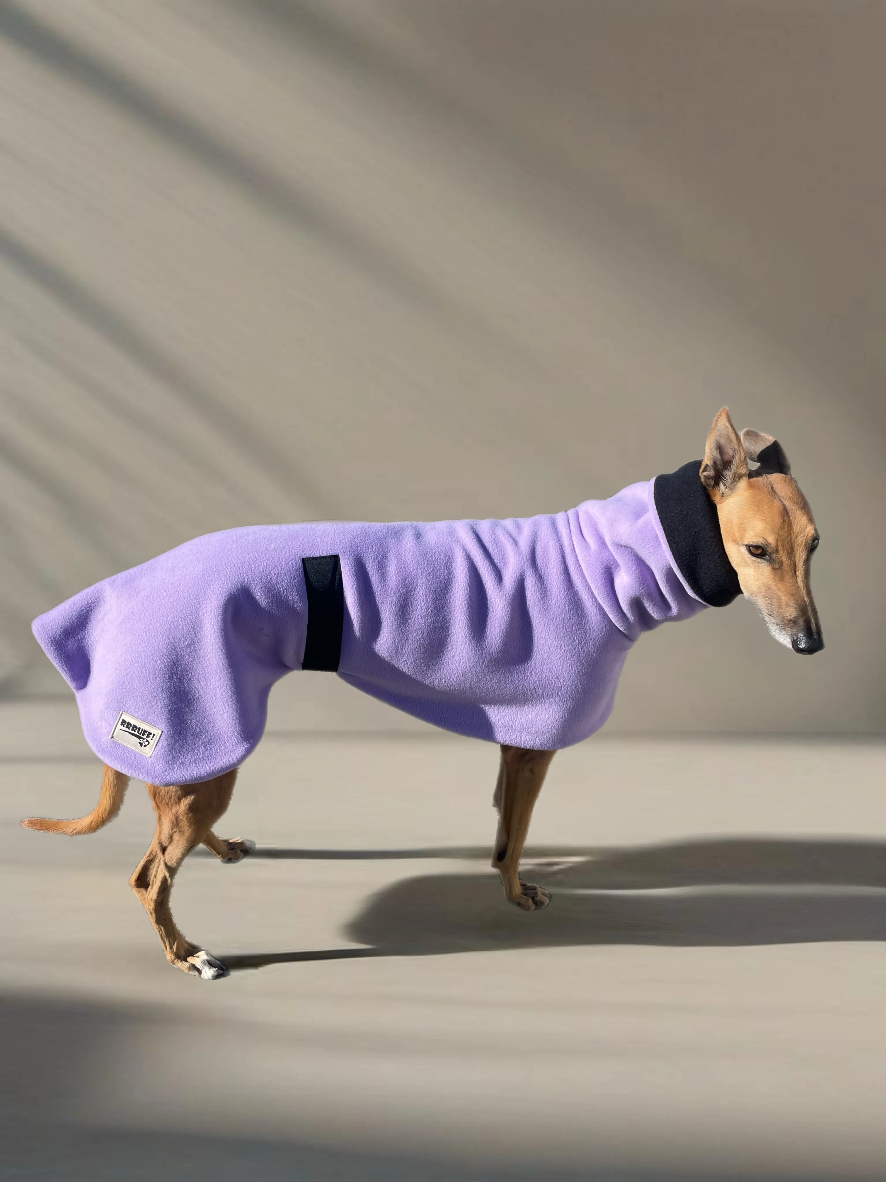 Lush lilac Greyhound Deluxe coat rug thick polar fleece washable extra wide neck hoodie
