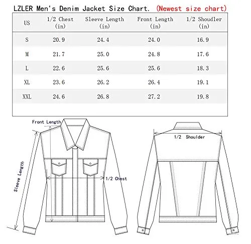 LZLER Jean Jacket for Men, Classic Ripped Slim Denim Jacket with Holes(Blue 1801, L)