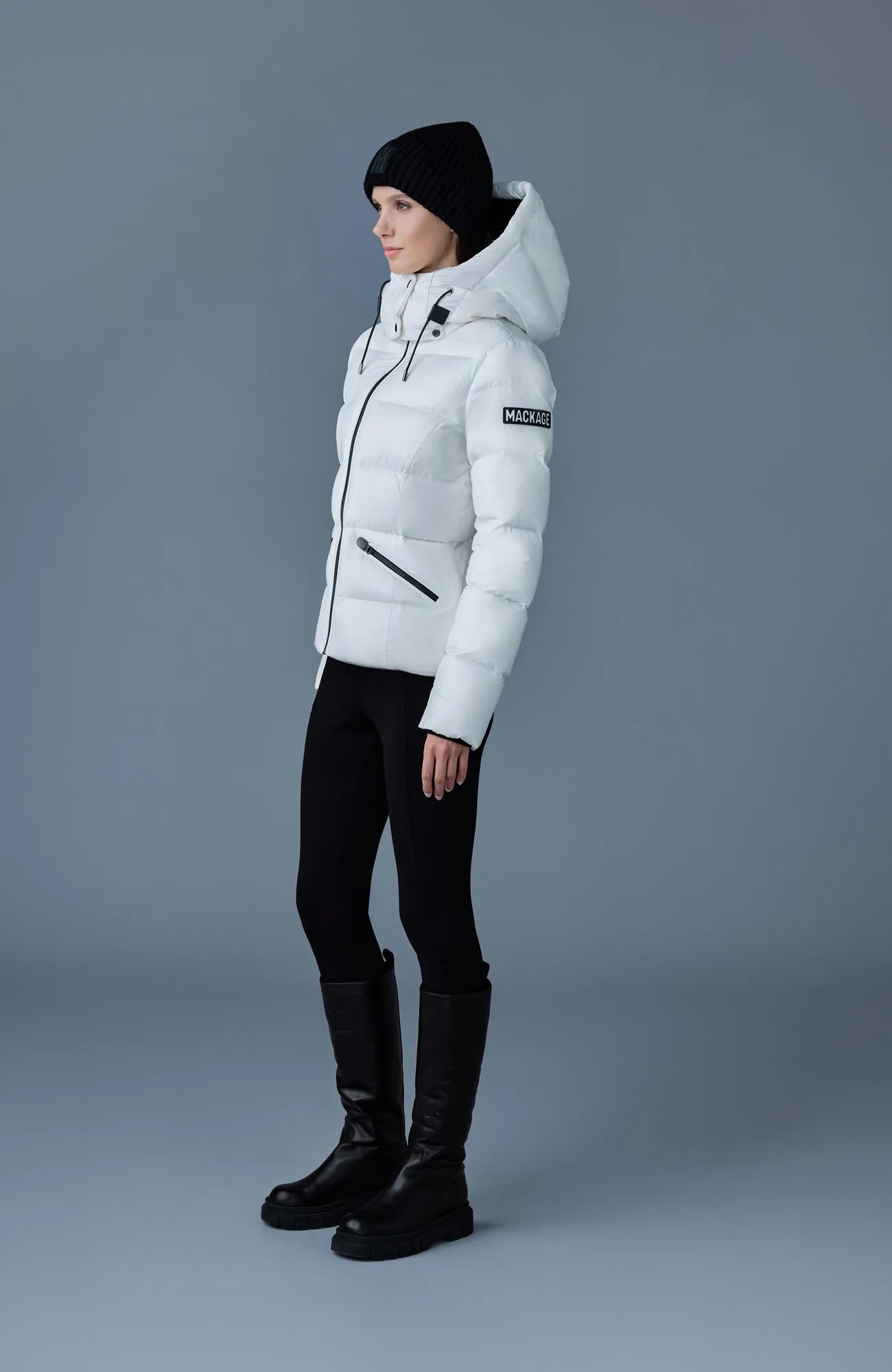 MADALYN lustrous light down jacket with hood for ladies White