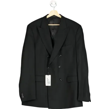 MANGO Black Linen Lyocell Double-breasted Suit Jacket UK 44" CHEST